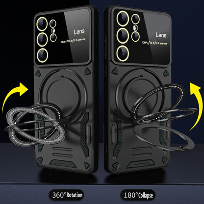 For Samsung Galaxy S25 Ultra 5G Large Window MagSafe Holder Phone Case(Black) by buy2fix