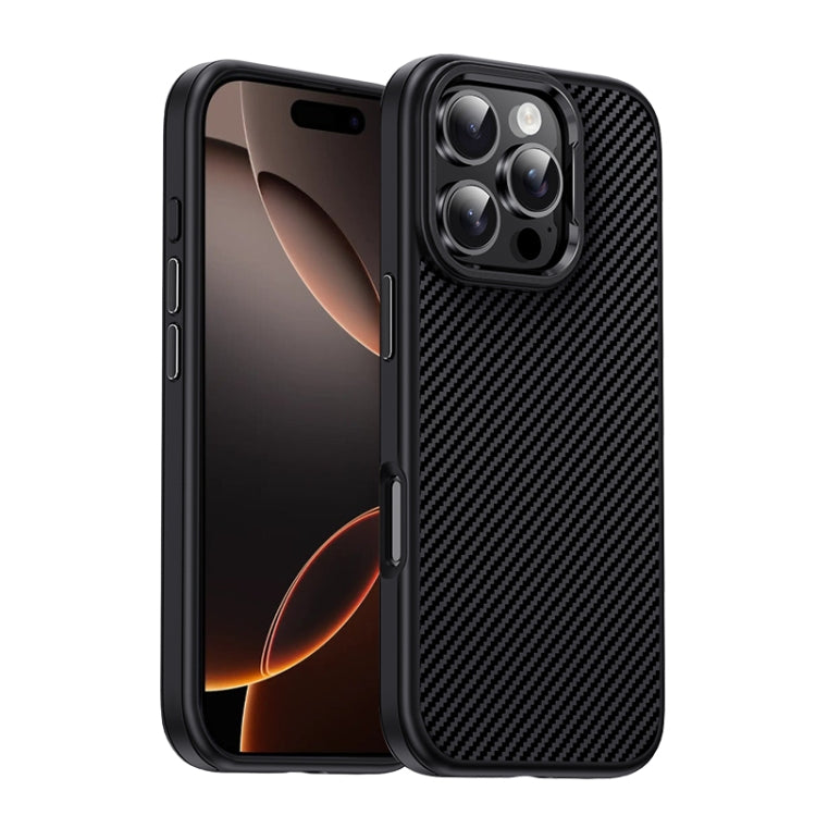 For iPhone 16 Pro Carbon Fiber Textured Oil Spray MagSafe Magnetic Phone Case(Black) - iPhone 16 Pro Cases by buy2fix | Online Shopping UK | buy2fix
