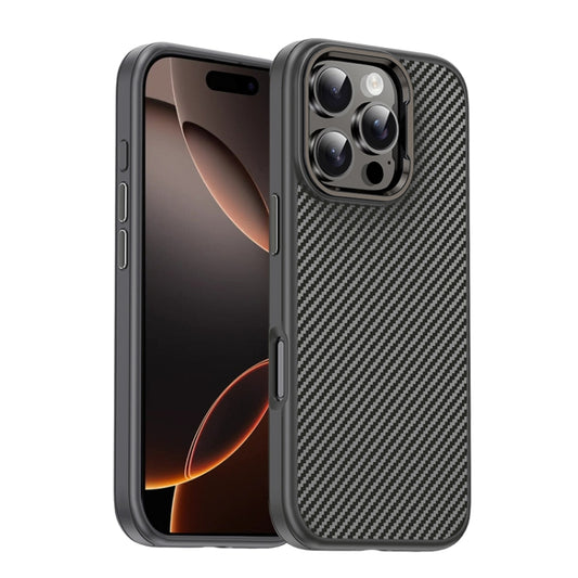 For iPhone 16 Pro Carbon Fiber Textured Oil Spray MagSafe Magnetic Phone Case(Grey) - iPhone 16 Pro Cases by buy2fix | Online Shopping UK | buy2fix