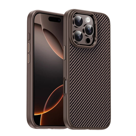 For iPhone 16 Pro Carbon Fiber Textured Oil Spray MagSafe Magnetic Phone Case(Rose Gold) - iPhone 16 Pro Cases by buy2fix | Online Shopping UK | buy2fix
