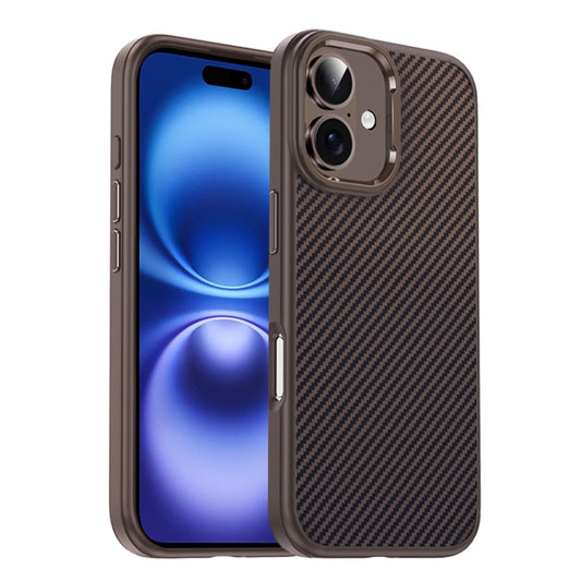 For iPhone 16 Carbon Fiber Textured Oil Spray MagSafe Magnetic Phone Case(Rose Gold) - iPhone 16 Cases by buy2fix | Online Shopping UK | buy2fix