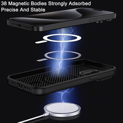 For iPhone 16 Plus Carbon Fiber Textured Oil Spray MagSafe Magnetic Phone Case(Black) - iPhone 16 Plus Cases by buy2fix | Online Shopping UK | buy2fix