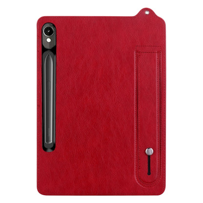 For Samsung Galaxy Tab S10 / S9 / S8 / S7 TPU Leather Back Tablet Case with Wristband(Red) - Tab S10 Cases by buy2fix | Online Shopping UK | buy2fix