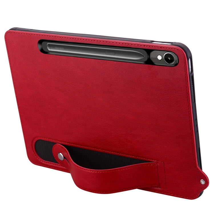 For Samsung Galaxy Tab S10 / S9 / S8 / S7 TPU Leather Back Tablet Case with Wristband(Red) - Tab S10 Cases by buy2fix | Online Shopping UK | buy2fix