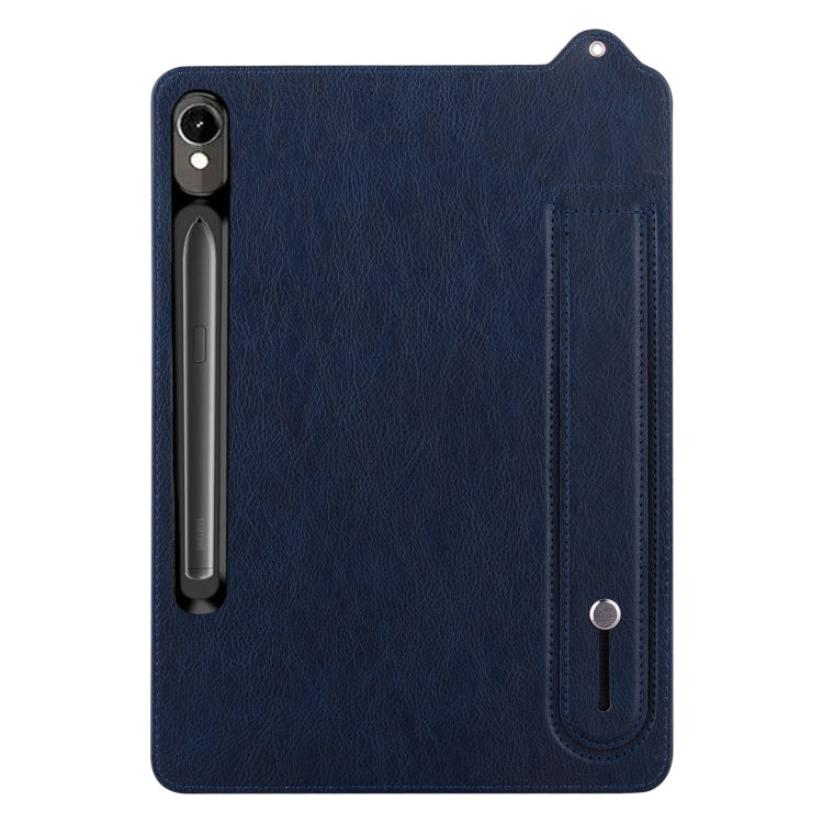 For Samsung Galaxy Tab S10 / S9 / S8 / S7 TPU Leather Back Tablet Case with Wristband(Dark Blue) - Tab S10 Cases by buy2fix | Online Shopping UK | buy2fix