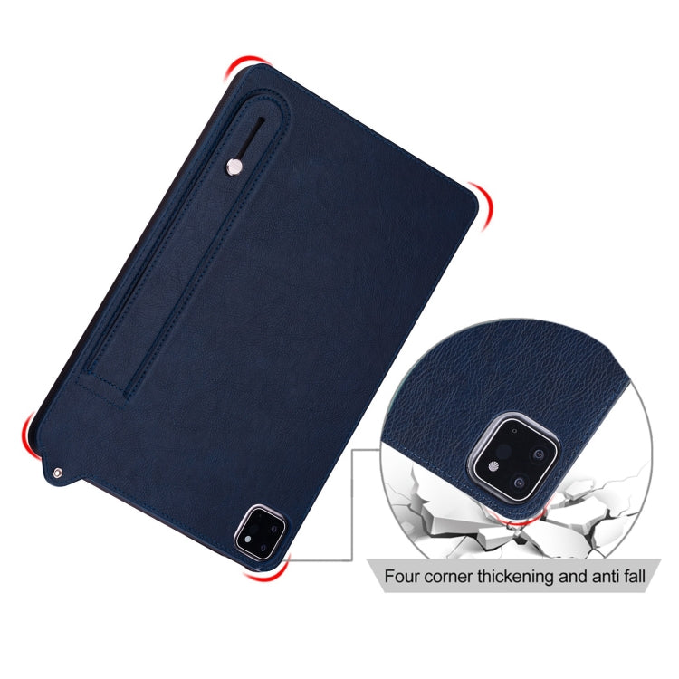 For Samsung Galaxy Tab S10 / S9 / S8 / S7 TPU Leather Back Tablet Case with Wristband(Dark Blue) - Tab S10 Cases by buy2fix | Online Shopping UK | buy2fix