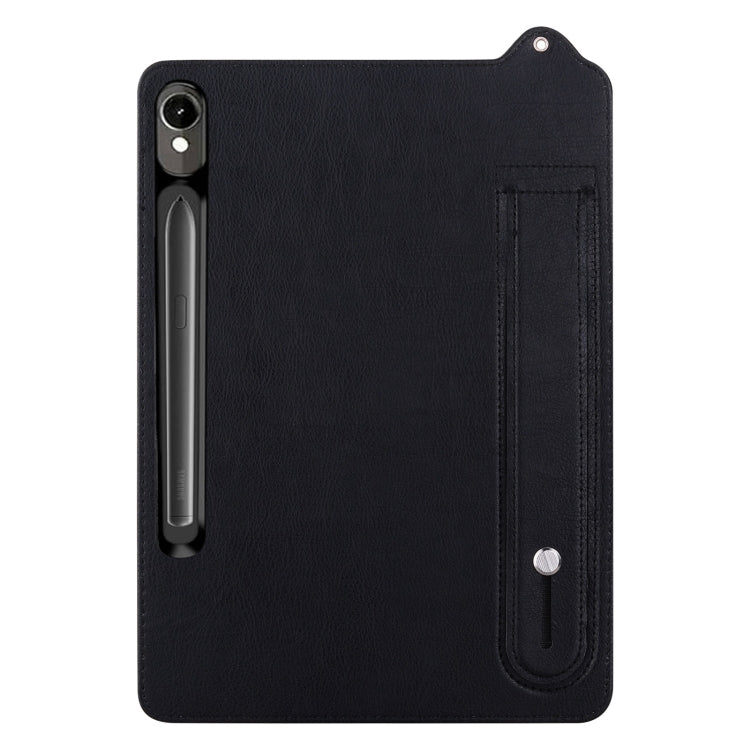 For Samsung Galaxy Tab S10 / S9 / S8 / S7 TPU Leather Back Tablet Case with Wristband(Black) - Tab S10 Cases by buy2fix | Online Shopping UK | buy2fix