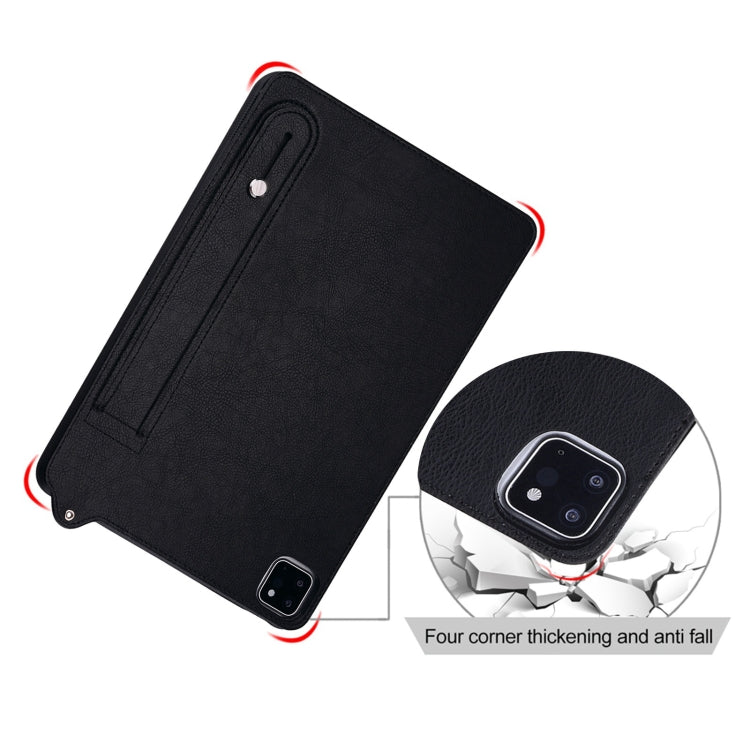 For Samsung Galaxy Tab S10 / S9 / S8 / S7 TPU Leather Back Tablet Case with Wristband(Black) - Tab S10 Cases by buy2fix | Online Shopping UK | buy2fix