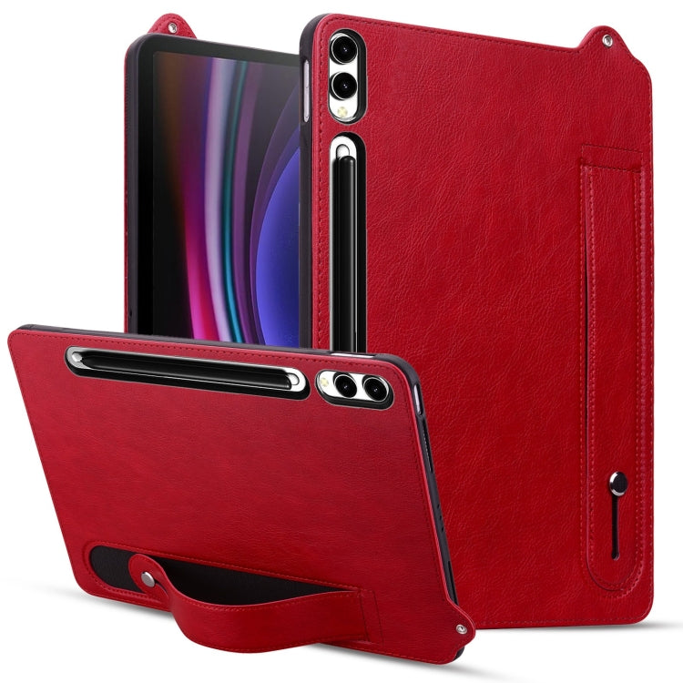 For Samsung Galaxy Tab S10+ / S9+ / S8+ TPU Leather Back Tablet Case with Wristband(Red) - Tab S10+ Cases by buy2fix | Online Shopping UK | buy2fix