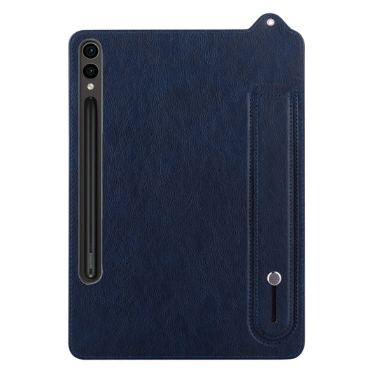 For Samsung Galaxy Tab S10+ / S9+ / S8+ TPU Leather Back Tablet Case with Wristband(Dark Blue) by buy2fix