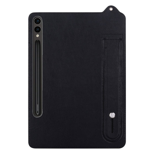 For Samsung Galaxy Tab S10+ / S9+ / S8+ TPU Leather Back Tablet Case with Wristband(Black) by buy2fix