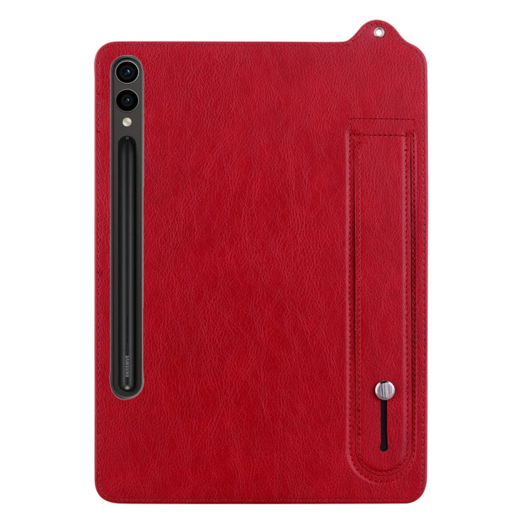 For Samsung Galaxy Tab S10 Ultra/ S11 Ultra TPU Leather Back Tablet Case with Wristband(Red) by buy2fix
