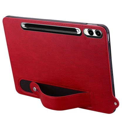 For Samsung Galaxy Tab S10 Ultra/ S11 Ultra TPU Leather Back Tablet Case with Wristband(Red) by buy2fix