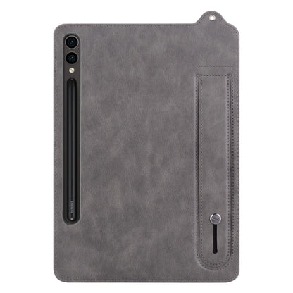 For Samsung Galaxy Tab S10 Ultra/ S11 Ultra TPU Leather Back Tablet Case with Wristband(Grey) by buy2fix