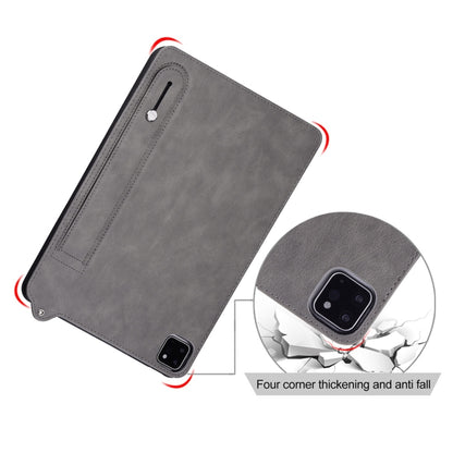 For Samsung Galaxy Tab S10 Ultra/ S11 Ultra TPU Leather Back Tablet Case with Wristband(Grey) by buy2fix