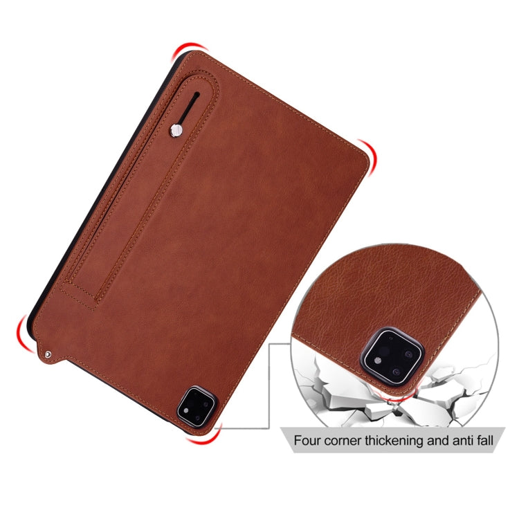 For Samsung Galaxy Tab S10 Ultra/ S11 Ultra TPU Leather Back Tablet Case with Wristband(Brown) by buy2fix