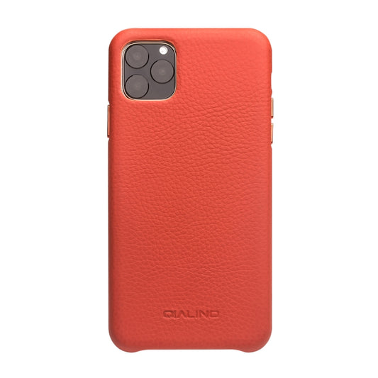 For iPhone 11 Pro QIALINO Shockproof Top-grain Leather Protective Case(Orange) by QIALINO