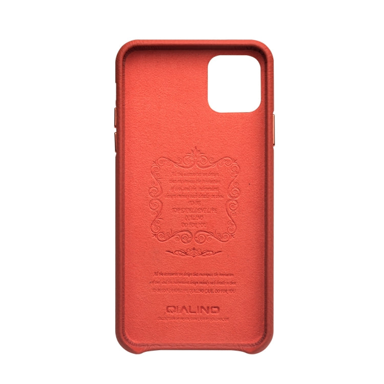 For iPhone 11 Pro QIALINO Shockproof Top-grain Leather Protective Case(Orange) - iPhone 11 Pro Cases by QIALINO | Online Shopping UK | buy2fix