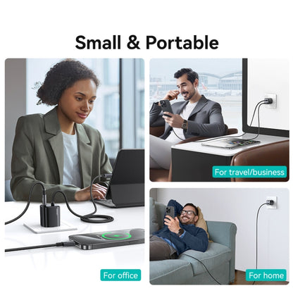 USAMS CC264 30W GaN Mini Type-C / USB-C Dual Port Fast Charger with Cable, EU Plug(White) - USB Charger by USAMS | Online Shopping UK | buy2fix