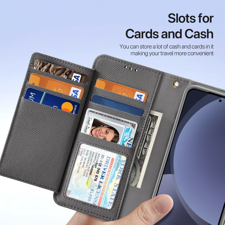 For Samsung Galaxy S25+ 5G DUX DUCIS Lawa Series 2 in 1 Wallet Zipper Detachable MagSafe Phone Case with Lanyard(Grey) by DUX DUCIS