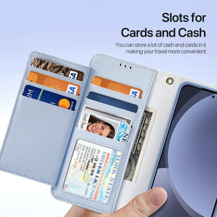 For Samsung Galaxy S25+ 5G DUX DUCIS Lawa Series 2 in 1 Wallet Zipper Detachable MagSafe Phone Case with Lanyard(Light Blue) by DUX DUCIS