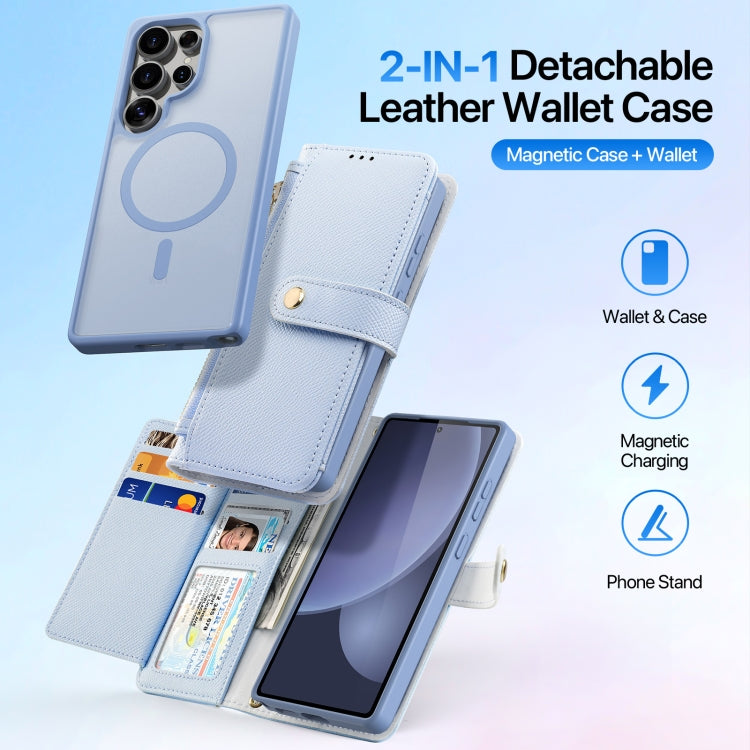 For Samsung Galaxy S25 Ultra 5G DUX DUCIS Lawa Series 2 in 1 Wallet Zipper Detachable MagSafe Phone Case with Lanyard(Light Blue) by DUX DUCIS