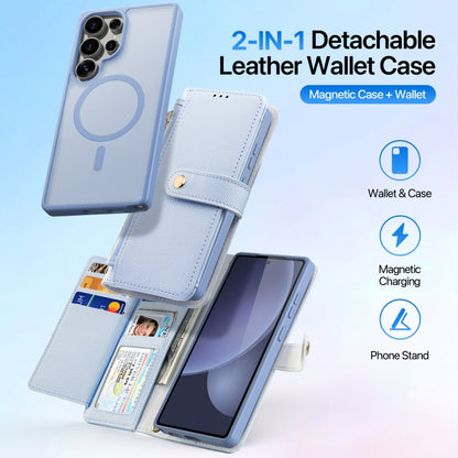 For Samsung Galaxy S25 Ultra 5G DUX DUCIS Lawa Series 2 in 1 Wallet Zipper Detachable MagSafe Phone Case with Lanyard(Light Blue) by DUX DUCIS