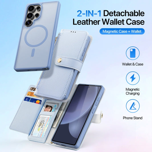 For Samsung Galaxy S25 Ultra 5G DUX DUCIS Lawa Series 2 in 1 Wallet Zipper Detachable MagSafe Phone Case with Lanyard(Light Blue) by DUX DUCIS