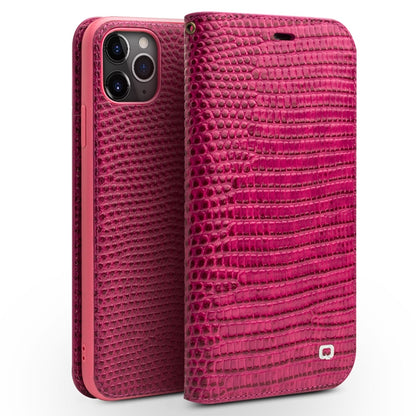 For iPhone 11 Pro Max QIALINO Crocodile Texture Horizontal Flip Leather Case with Wallet & Card Slots(Rose Red) - iPhone 11 Pro Max Cases by QIALINO | Online Shopping UK | buy2fix