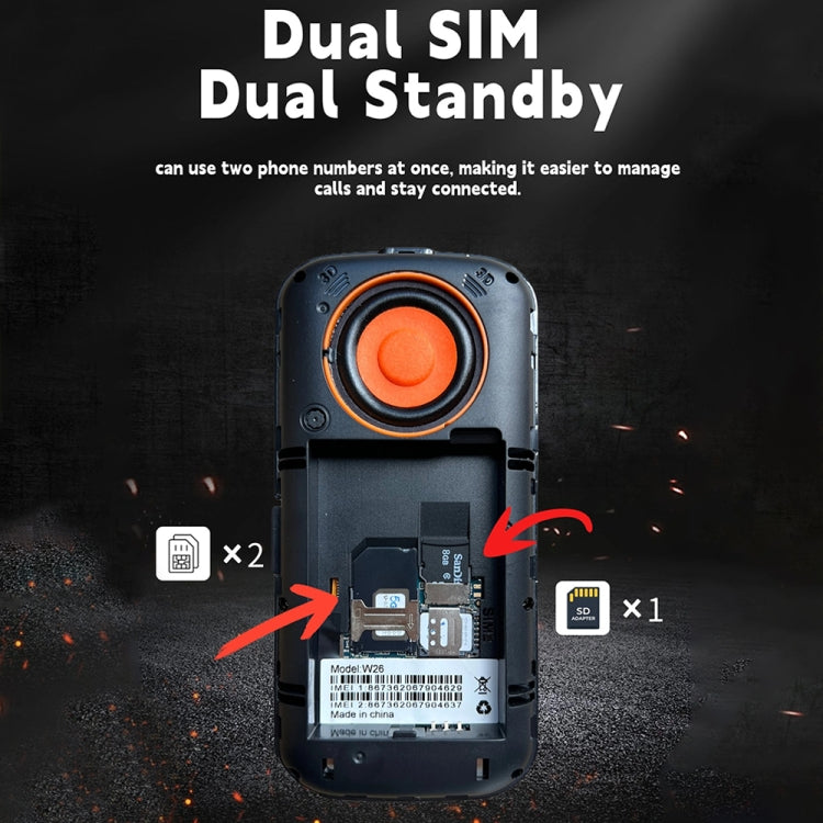 W26 Elder Keypad Phone, 2.2 inch, 6800mAh, 21 Keys, SOS, FM, Dual SIM, GSM, Plug:US Plug(Black) - Others by buy2fix | Online Shopping UK | buy2fix