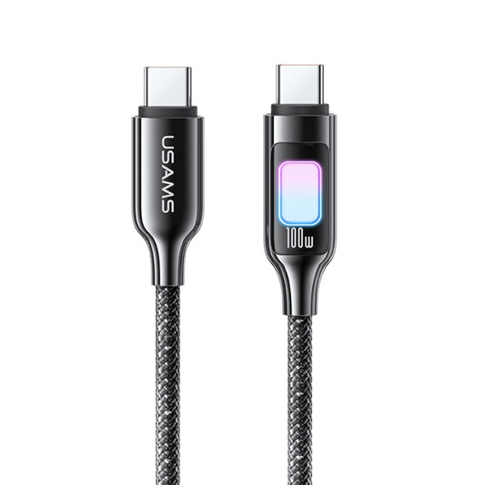 USAMS SJ750 100W Type-C / USB-C to Type-C / USB-C Zinc Alloy Data Cable with Colorful Light, Length:1.2m(Tarnish) - USB-C & Type-C Cable by USAMS | Online Shopping UK | buy2fix