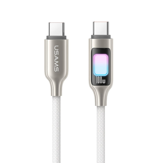 USAMS SJ750 100W Type-C / USB-C to Type-C / USB-C Zinc Alloy Data Cable with Colorful Light, Length:1.2m(Titanium) - USB-C & Type-C Cable by USAMS | Online Shopping UK | buy2fix