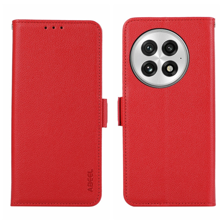 For OnePlus 13 ABEEL Side-Magnetic Litchi Pattern Leather RFID Phone Case(Red) by buy2fix
