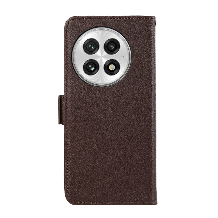 For OnePlus 13 ABEEL Side-Magnetic Litchi Pattern Leather RFID Phone Case(Brown) - OnePlus Cases by buy2fix | Online Shopping UK | buy2fix