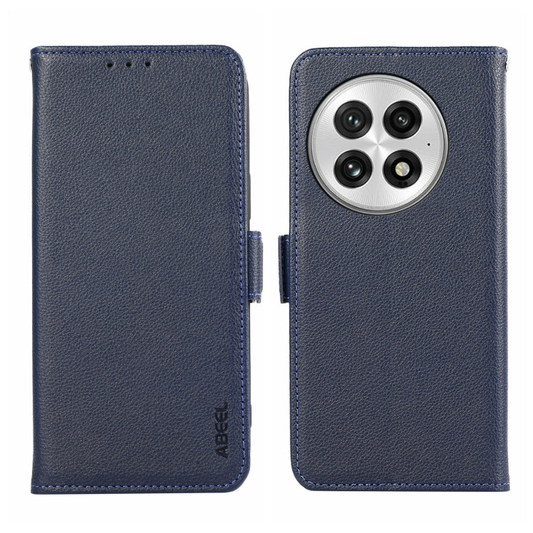 For OnePlus 13 ABEEL Side-Magnetic Litchi Pattern Leather RFID Phone Case(Blue) by buy2fix