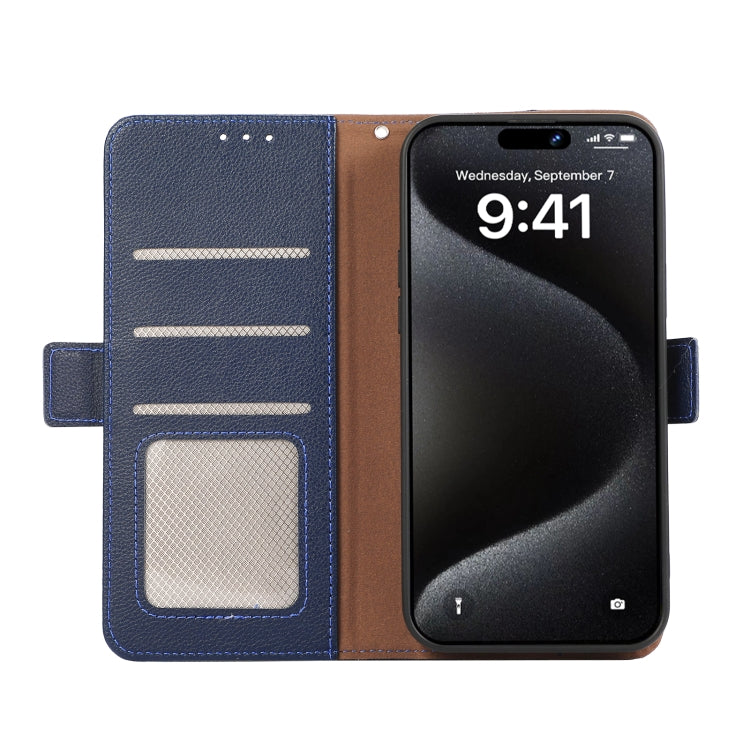 For OnePlus 13 ABEEL Side-Magnetic Litchi Pattern Leather RFID Phone Case(Blue) by buy2fix