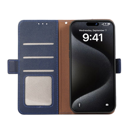 For OnePlus 13 ABEEL Side-Magnetic Litchi Pattern Leather RFID Phone Case(Blue) by buy2fix