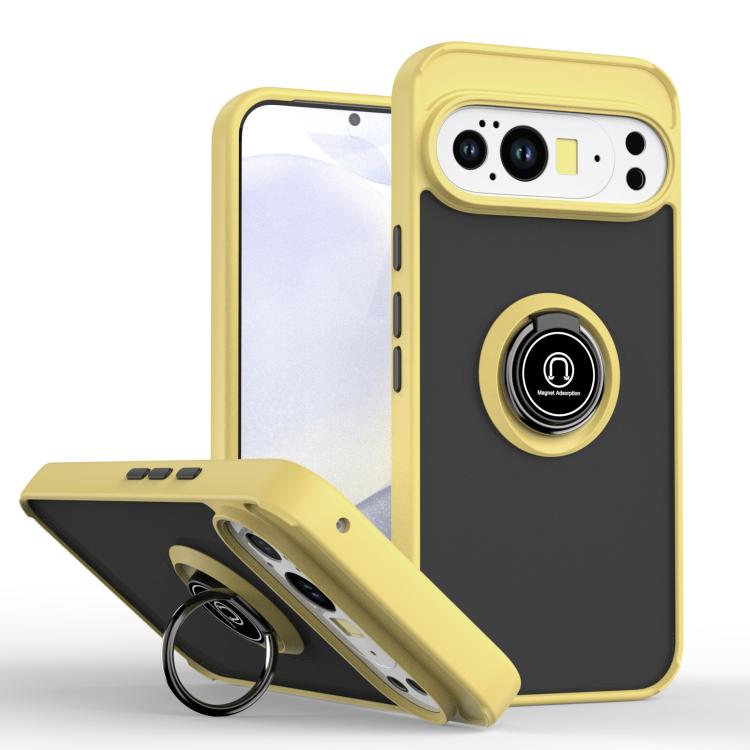 For Google Pixel 10 Pro XL Q Shadow 1 Series TPU + PC Phone Case with Ring(Yellow) - Google Cases by buy2fix | Online Shopping UK | buy2fix