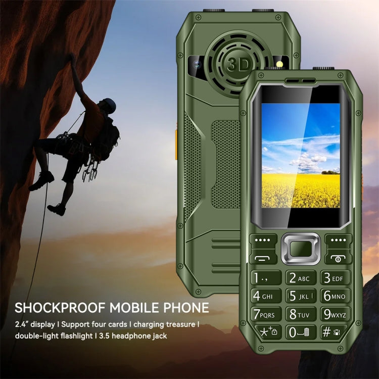 Q6000 Elder Keypad Phone, 2.4 inch, 6800mAh, Dual Flashlights, 21 Keys, SOS, FM, Dual SIM, GSM, Plug:UK Plug(Green) - Others by buy2fix | Online Shopping UK | buy2fix