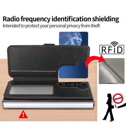 For Samsung Galaxy Z Fold5 VIETAO Integrated RFID MagSafe Detachable PU Phone Case(Brown) - Galaxy Z Fold5 Cases by VIETAO | Online Shopping UK | buy2fix