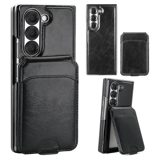 For Samsung Galaxy Z Fold5 VIETAO Integrated MagSafe RFID Detachable Card Bag PU Phone Case(Black) - Galaxy Z Fold5 Cases by VIETAO | Online Shopping UK | buy2fix