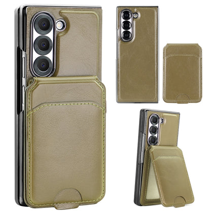 For Samsung Galaxy Z Fold5 VIETAO Integrated MagSafe RFID Detachable Card Bag PU Phone Case(Green) - Galaxy Z Fold5 Cases by VIETAO | Online Shopping UK | buy2fix