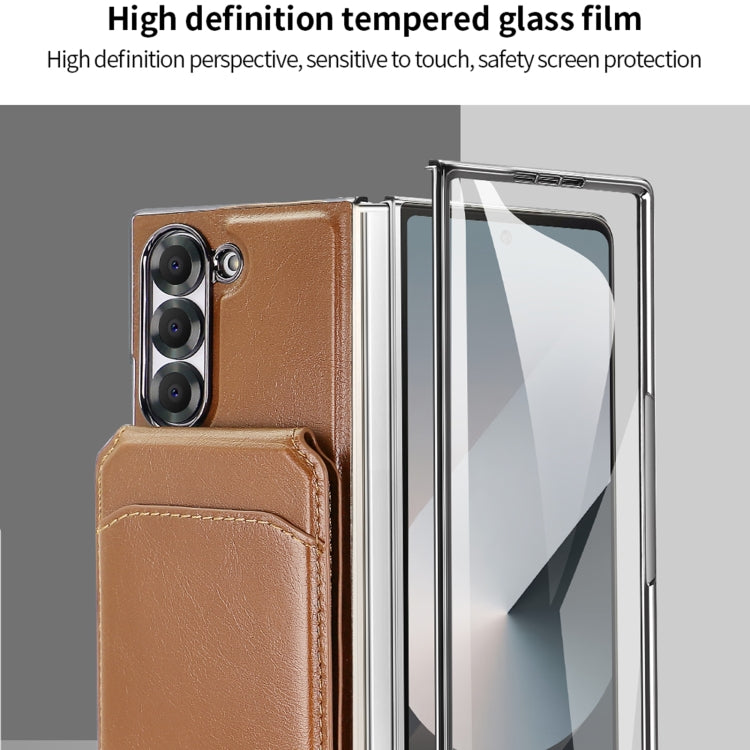 For Samsung Galaxy Z Fold5 VIETAO Integrated MagSafe RFID Detachable Card Bag PU Phone Case(Brown) - Galaxy Z Fold5 Cases by VIETAO | Online Shopping UK | buy2fix