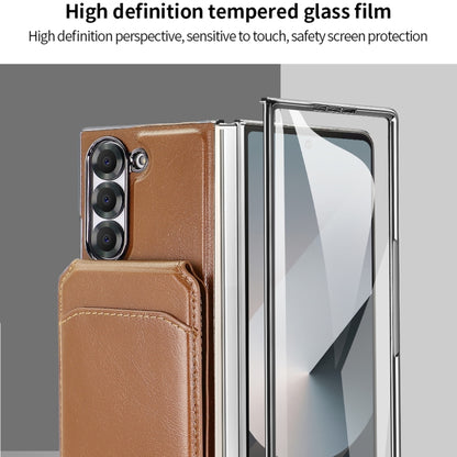 For Samsung Galaxy Z Fold5 VIETAO Integrated MagSafe RFID Detachable Card Bag PU Phone Case(Brown) - Galaxy Z Fold5 Cases by VIETAO | Online Shopping UK | buy2fix