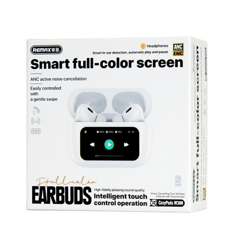 REMAX CozyBuds W30N LED Dual Noise Reduction Bluetooth 5.4 Earphones(White) - Bluetooth Earphone by REMAX | Online Shopping UK | buy2fix