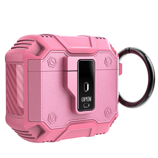For AirPods 4 Non-slip Armor Shockproof Earphones Case with Hook(Pink) by buy2fix