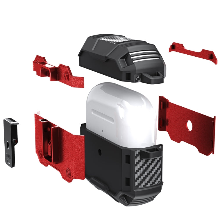 For AirPods 4 Non-slip Armor Shockproof Earphones Case with Hook(Rose Gold) by buy2fix