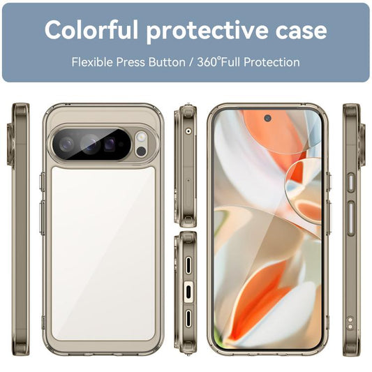 For Google Pixel 10 Pro XL Colorful Series Acrylic Hybrid TPU Phone Case(Transparent Grey) - Google Cases by buy2fix | Online Shopping UK | buy2fix