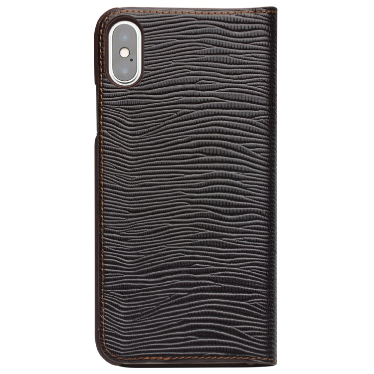 For iPhone X / XS QIALINO Lizard Texture Horizontal Flip Leather Case with Smart View Window & Sleep / Wake-up Function(Brown) - More iPhone Cases by QIALINO | Online Shopping UK | buy2fix