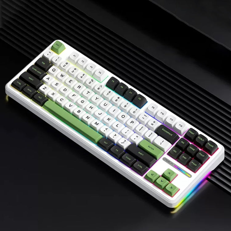 AULA F87 87 Keys Wired/2.4G/Bluetooth Three Model Customized RGB Mechanical Keyboard(White Black Green) - Wireless Keyboard by AULA | Online Shopping UK | buy2fix